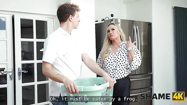 SHAME4K  She spotted my clothes and exposed her breasts